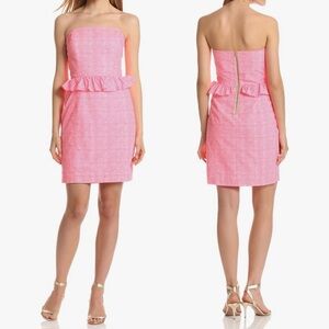 Lily Pulitzer Pink Gingham Strapless Mini Dress